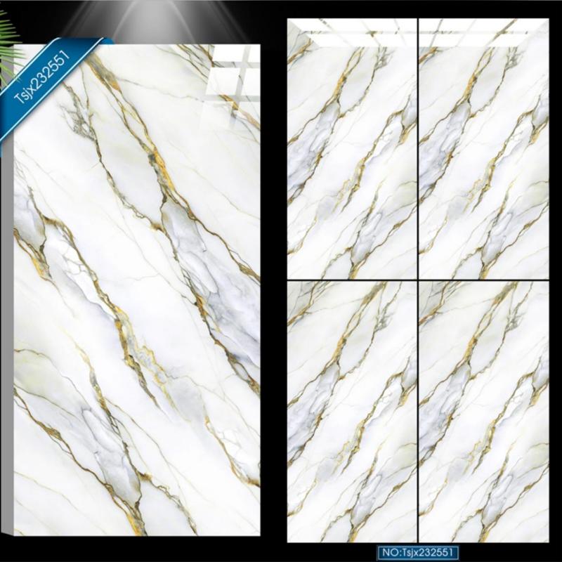 Sleek Glossy Marble Look Tile for Interiors