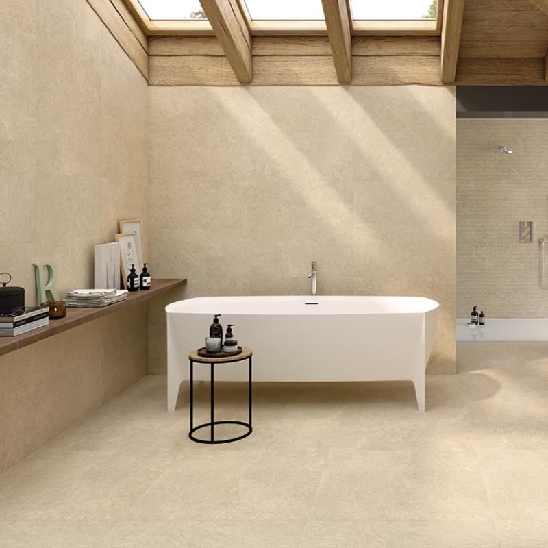 beige natural stone look porcelain tile