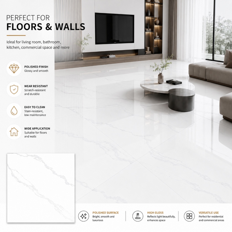 Custom Design White Surface Porcelain Tile