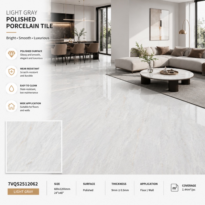 Polished Finish Grey Floor Ceramic Tile