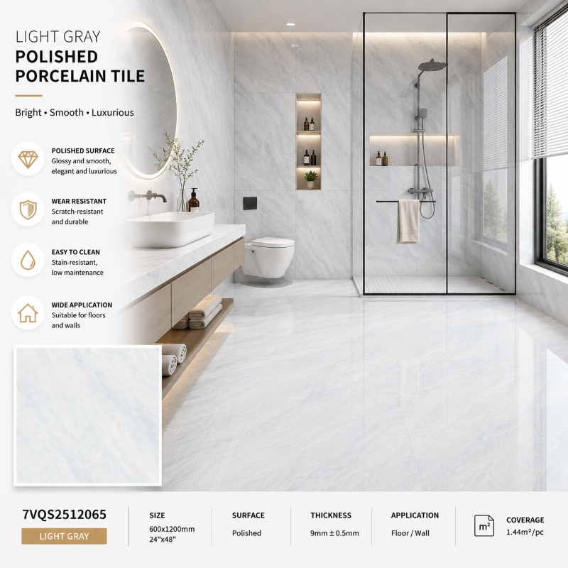 Light Grey Polished Interior Ceramic Tile