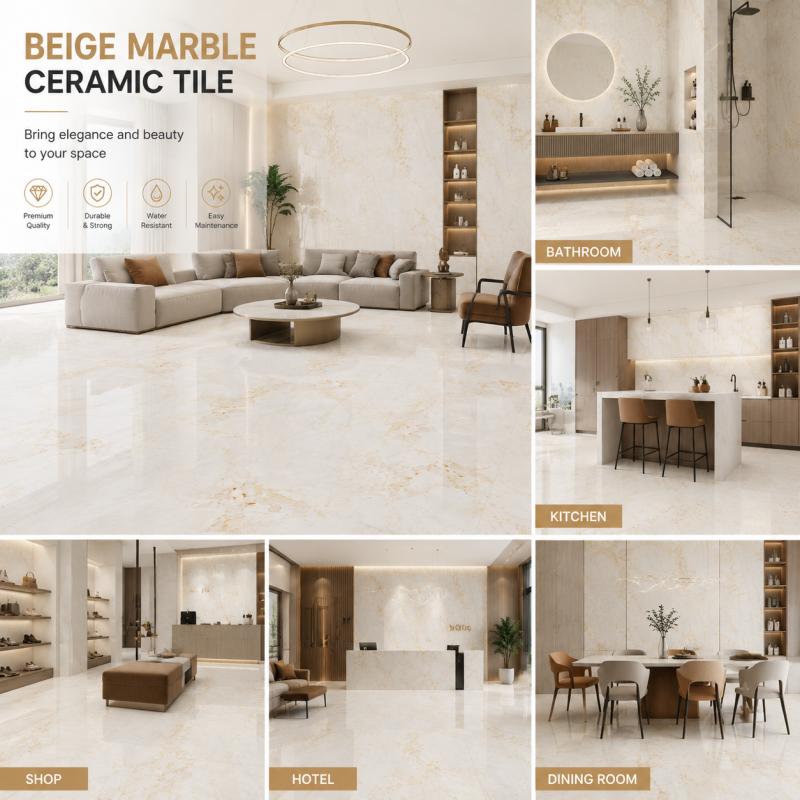 Large Format Glossy Beige Wall Tile