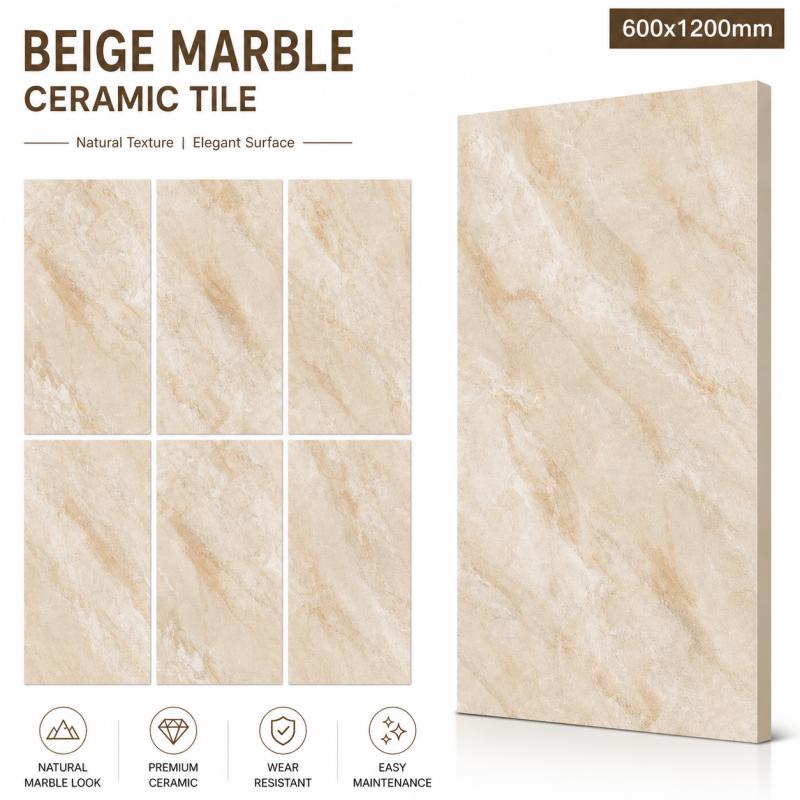 Beige Marble Finish Interior Floor Wall Tile