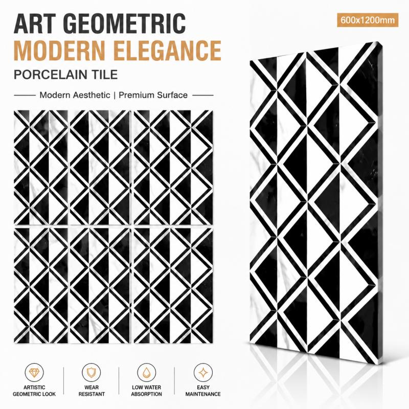 Large Format Black White Design Tile
