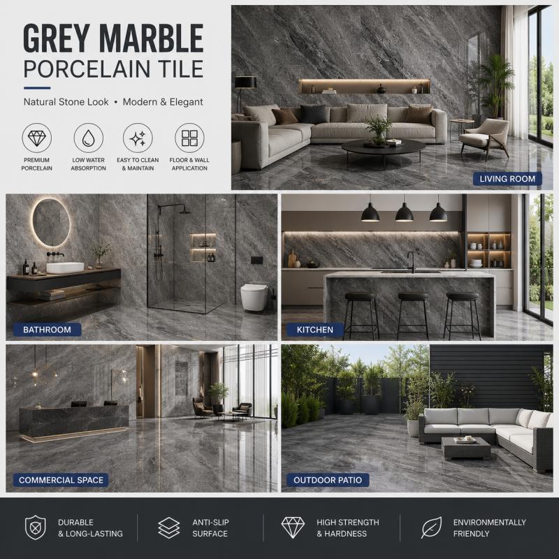 600x1200 Grey Polished Porcelain Tile