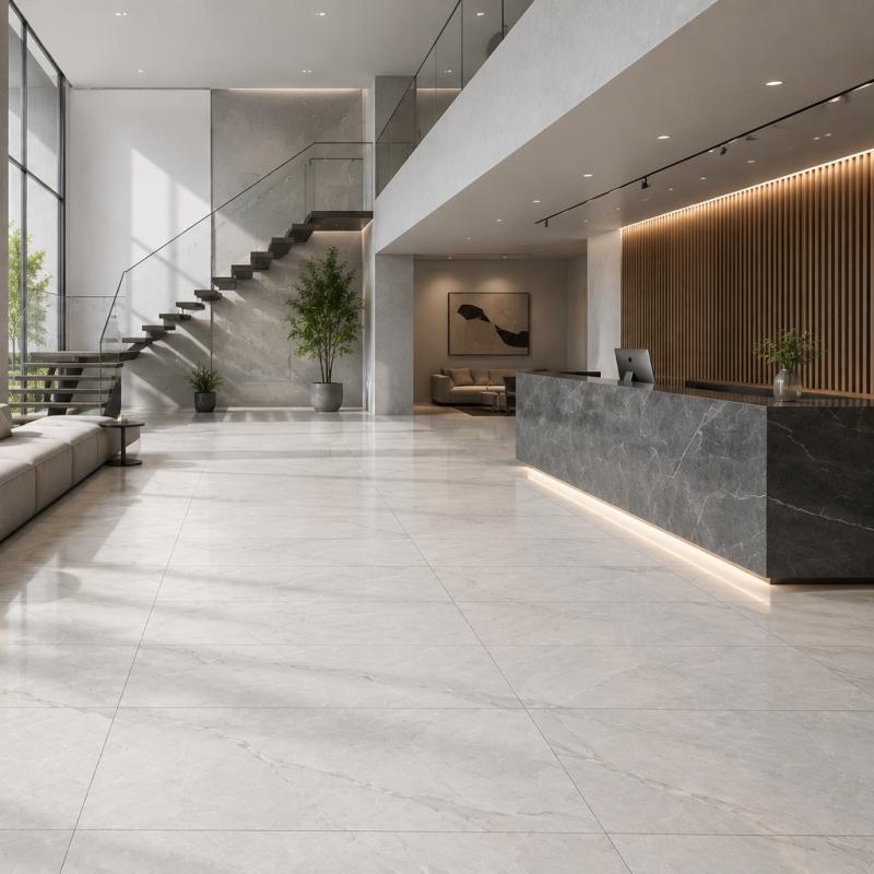 Large Format White Marble Look Tile