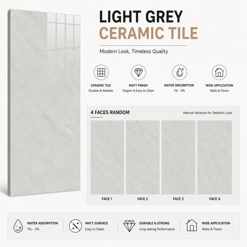 OEM Modern Light Grey Ceramic Tile