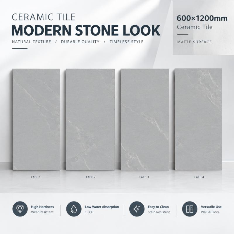 600x1200 Glossy Grey Wall Tile