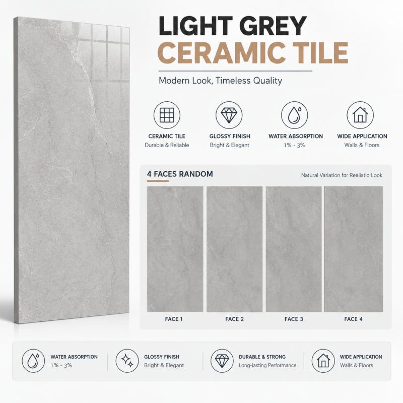 600x1200 Grey Glazed Porcelain Tile