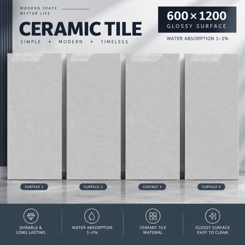 600x1200 Polished Marble Inspired Ceramic Tile 600x1200 Polished Marble Inspired Ceramic Tile