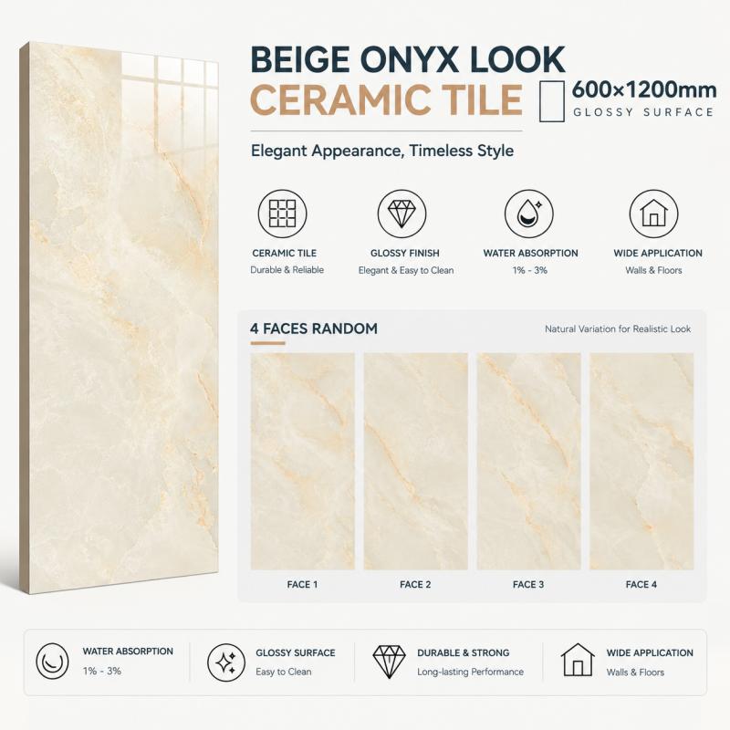 OEM Glossy Beige Onyx Interior Tile