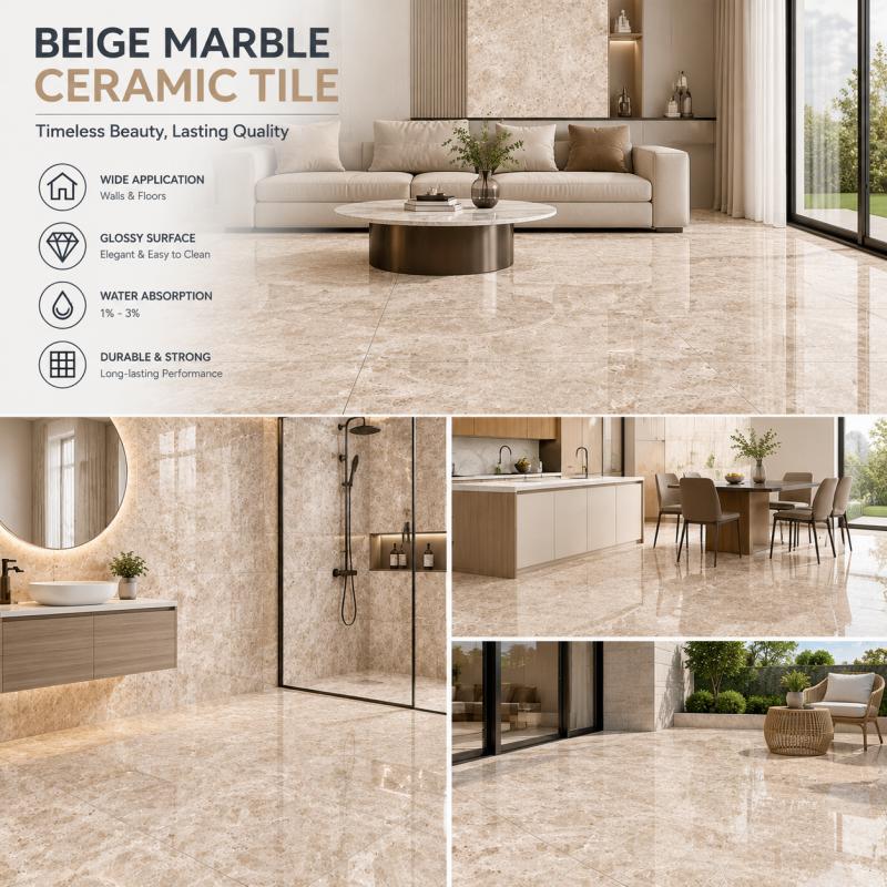 ODM Custom Beige Polished Ceramic Tile