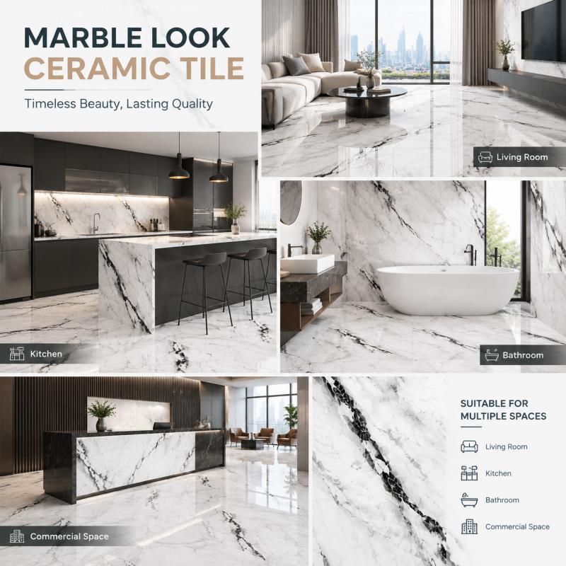 White Glossy Apartment Floor Ceramic Tile